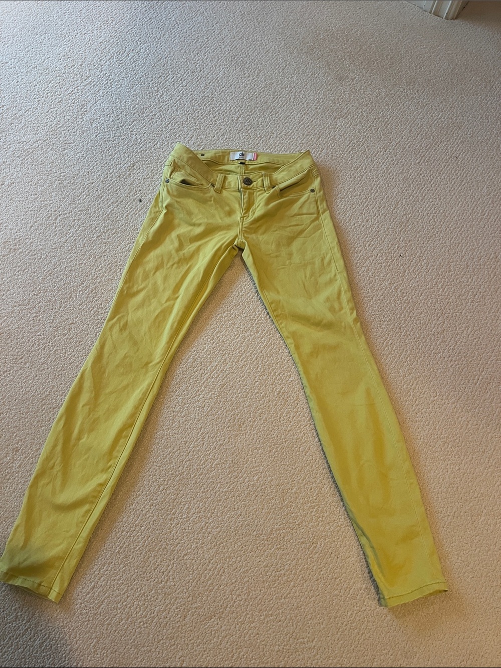 CAbi Slim Skinny Pants in Lemon Yellow